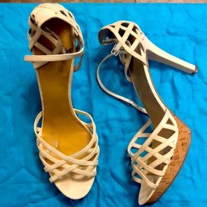 NINE WEST, BEIGE, PLATFORM, HIGH HEELS, SZ 12 GENTLY WORN